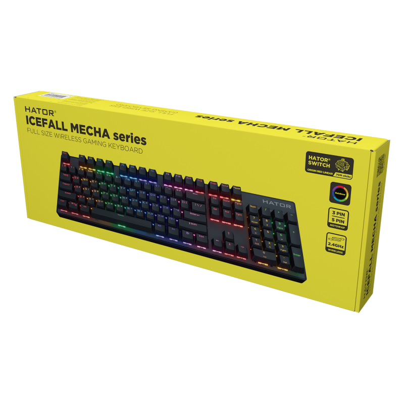 Hator HTK204UA Icefall Mecha Rainbow 104 Belaidė Žaidimų Klaviatūra