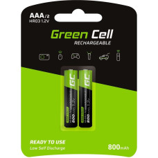Green Cell Rechargeable Batteries 2x AAA HR03 800mAh
