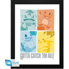 Abysse Framed Print Pikachu & Kanto Starters - 30.5 x 40.6 cm