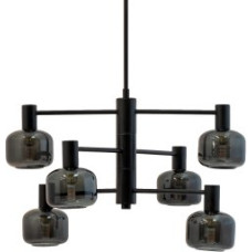 Dyberg-Larsen - Arp Chandelier - Black/Smoke - 6 Domes