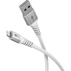 Goobay Lightning USB-A Supersoft Textile Cable with Metal Plugs, 2 m, white | Goobay