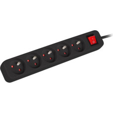 Lanberg Power strip 3m, black, 5 sockets, with switch, cable made of solid copper