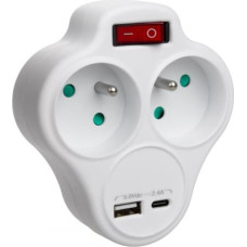 Maclean Splitter dual socket x2 USB MCE336 type E