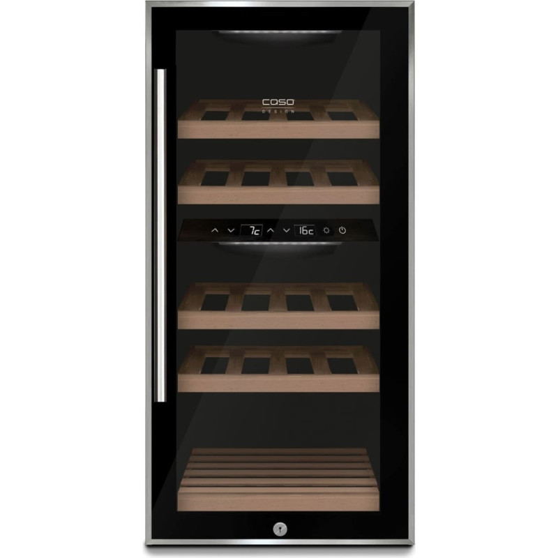 Caso | Wine cooler | WineComfort 24 | Energy efficiency class G | Bottles capacity 24 bottles | Cooling type Compressor technology | Black