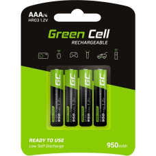 Green Cell Rechargeable Batteries 4x AAA HR03 950mAh