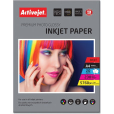 Activejet AP4-230G20 glossy photo paper for ink printers; A4; 20 pcs