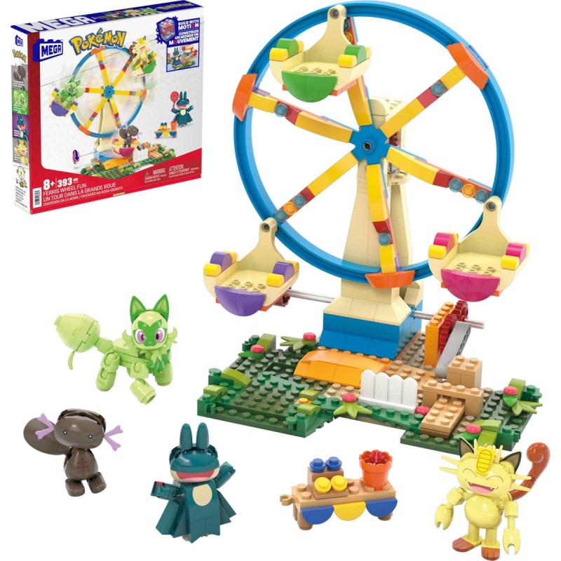 Mega - Pokémon Construction Set Ferris Wheel with Figures - 393 Pieces (HXF80)