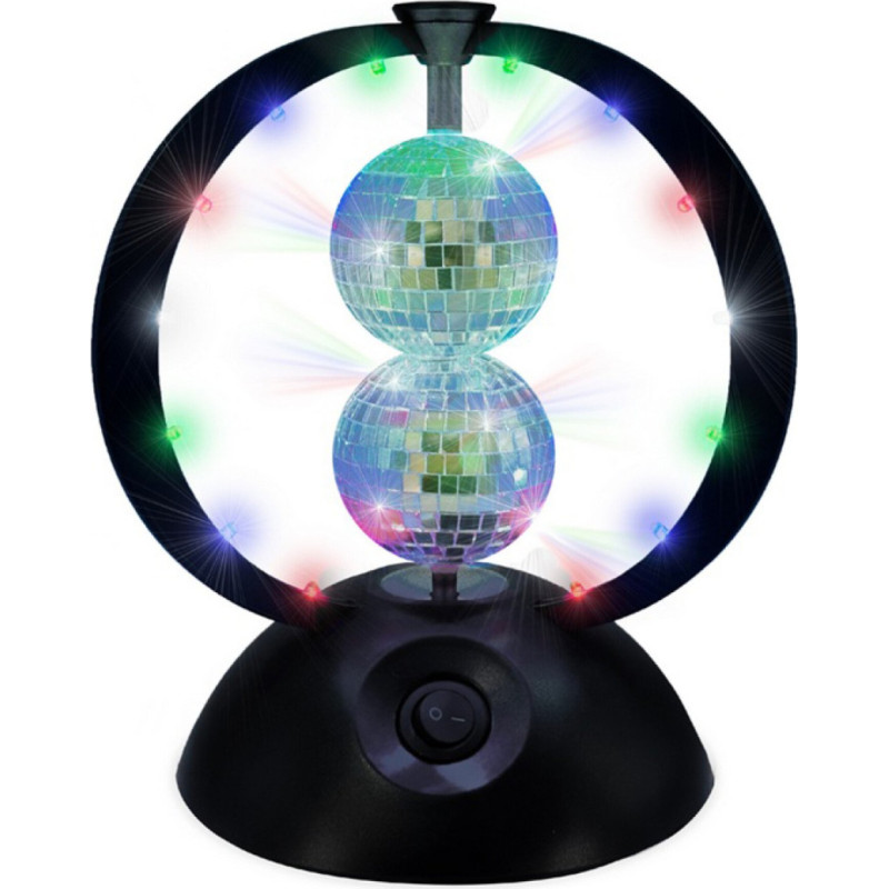 Music - Rotating Double Mirror Balls with Multi Colour LEDs - Multi-color - 240 mm height, 8 cm diameter balls