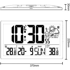 Greenblue GB218 Extra Large LCD Wall Clock with Weather Station Temperature and Date Display