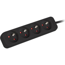 Lanberg Power strip 1.5m, black, 4 sockets, cable made of solid copper