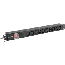 Lanberg Surge protector Rack PDU 19 inch 1U 10A 10X IEC C13 2m C14 black