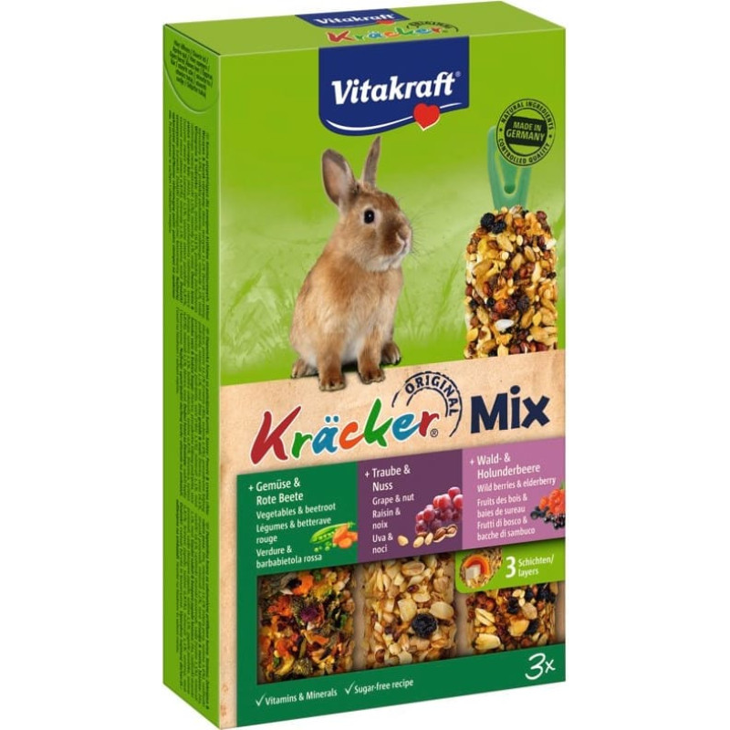 Vitakraft KRACKER forest fruits/walnuts/vegetables - treats for rabbits - 3 pieces