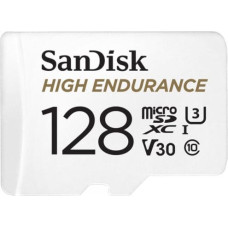 Sandisk High Endurance microSDXC 128GB + SD Adapter - for dash cams & home monitoring, up to 10,000 Hours, Full HD / 4K videos, up to 100/40 MB/s Read/Write speeds, C10, U3, V30, EAN: 619659173104