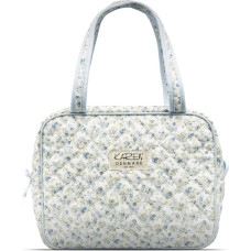 Karen - Large toilet bag with handle - Blue small flowered quilt - Large