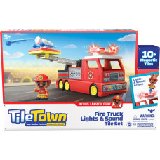 Tiletown Tile Town - Fire Truck, Magnetic Building and Play Set with Light and Sound (90314)