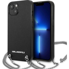 Karl Lagerfeld Leather Textured and Chain - Etui iPhone 13 mini (czarny)