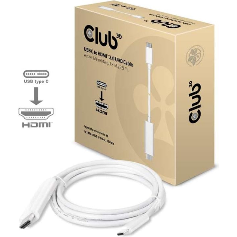 Club 3D CLUB3D USB C to HDMI™ 2.0 UHD Cable Active 1.8 M./5.9 Ft.