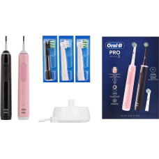 Oral-B Electric Toothbrush | Pro 3 3900N Black/Pink Duopack | Rechargeable | For adults | Number of brush heads included 3 | Number of teeth brushing modes 3 | Black/Pink