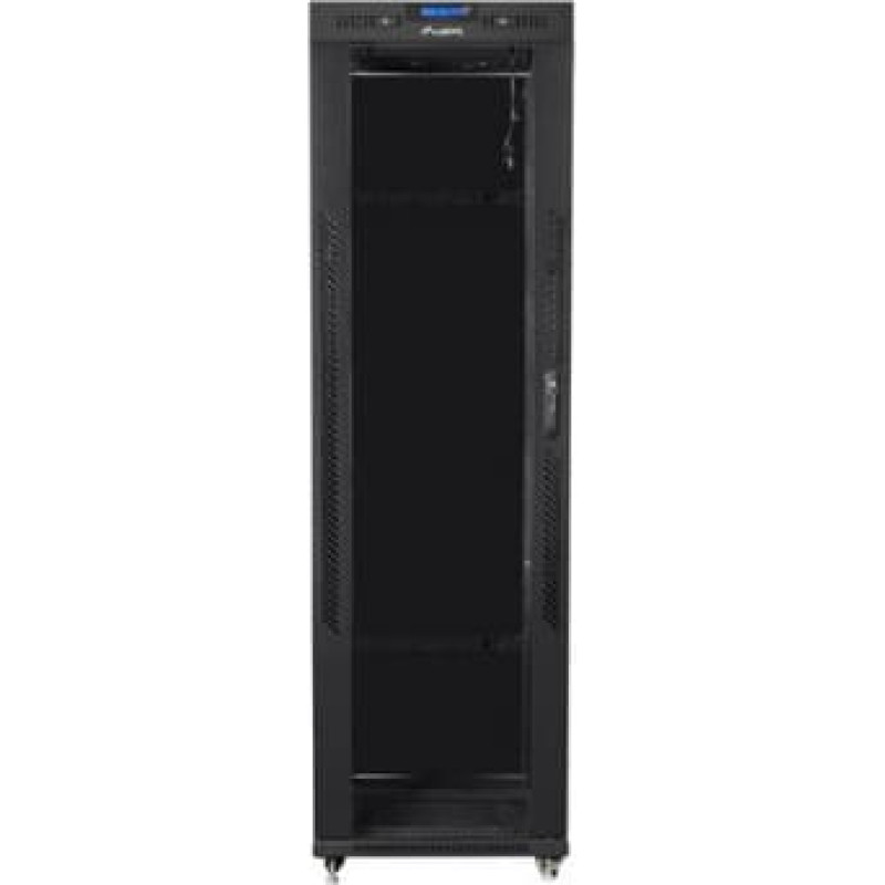 Lanberg Installation cabinet rack 19 42U 600x1000 black, black glass door lcd (flat pack)