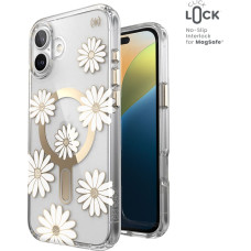 Speck Presidio Lux ClickLock & MagSafe - Etui iPhone 16 Plus (Sunshine Daisies / Clear / Gold)