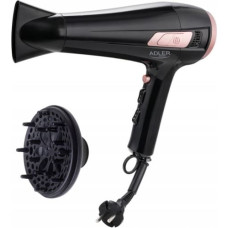 Adler Hair dryer with retractable power cord | AD 2283 | 2400 W | Number of temperature settings 3 | Diffuser nozzle | Black/Golden Rose