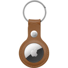 Crong Leather Case with Key Ring – Skórzane etui ochronne brelok do Apple AirTag (brązowy)