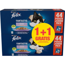 Purina Nestle PURINA Felix Fantastic Selection of flavors in jelly - wet cat food - 44x85g + 44x85g GRATIS