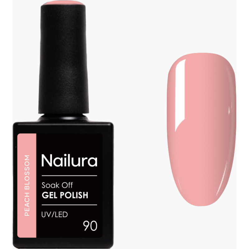 Nailura - Gel Polish 90 - Peach Blossom - Peachy Pink with a Subtle Whisper of Coral - 10 ml