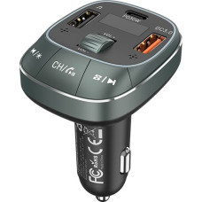 Vention 3-Port USB (C + A + A) Car Charger with FM Transmitter (30W/18W/5W) Black ABS Type