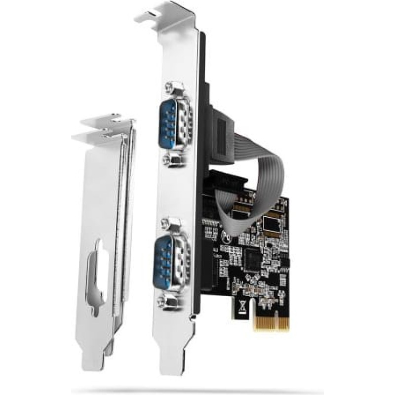 Axagon PCI-Express card with two 250 kbps serial ports. ASIX AX99100. Standard & Low Profile.