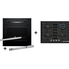 Bosch Zestaw piekarnik BOSCH HBA514BB3 + prowadnice teleskopowe BOSCH HEZ538000 + płyta gazowa BOSCH PNH6B6K40