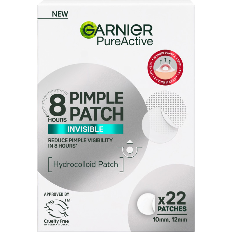 Garnier - PureActive Invisible Pimple Patch for impure skin - 22 pc - 10mm and 12mm