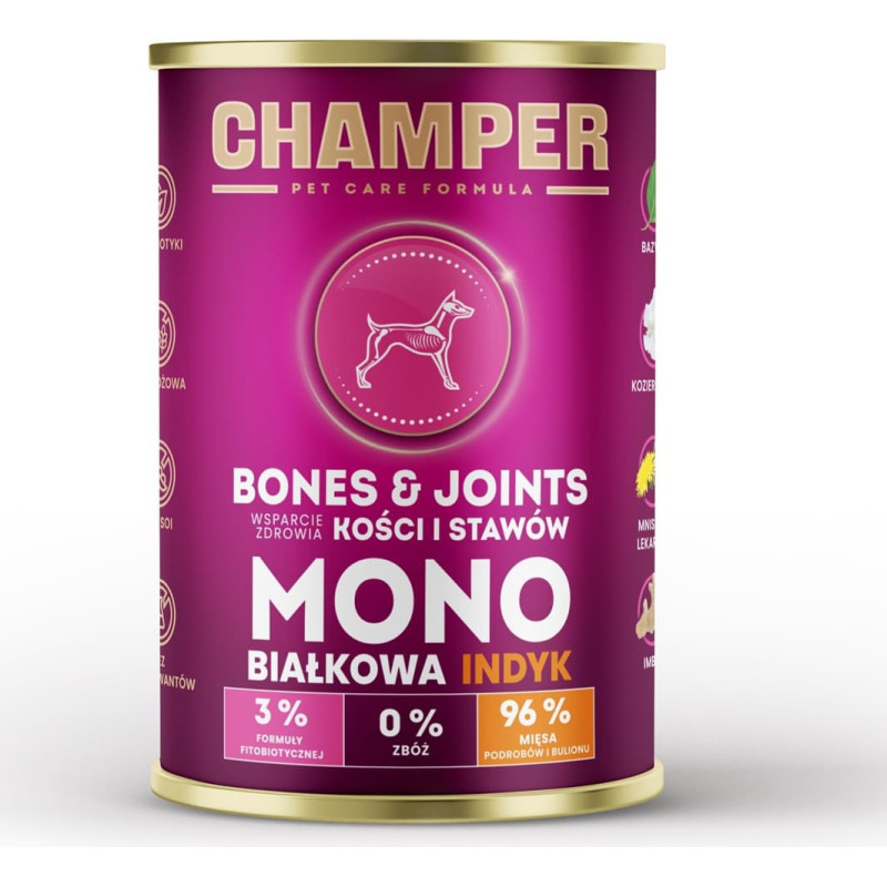 Champer Bones & Joints Turkey - wet dog food - 400g