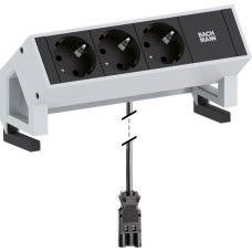 Bachmann Desk2 socket-outlet 3 x Type F Black, Stainless steel