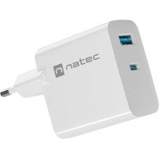 Natec RIBERA GAN CHARGER 1X USB-A + 1X USB-C 45W WHITE