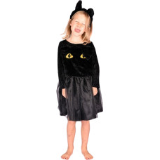 Den Goda Fen - Black Cat dress w. Head Piece (98-104 cm) (F77010)