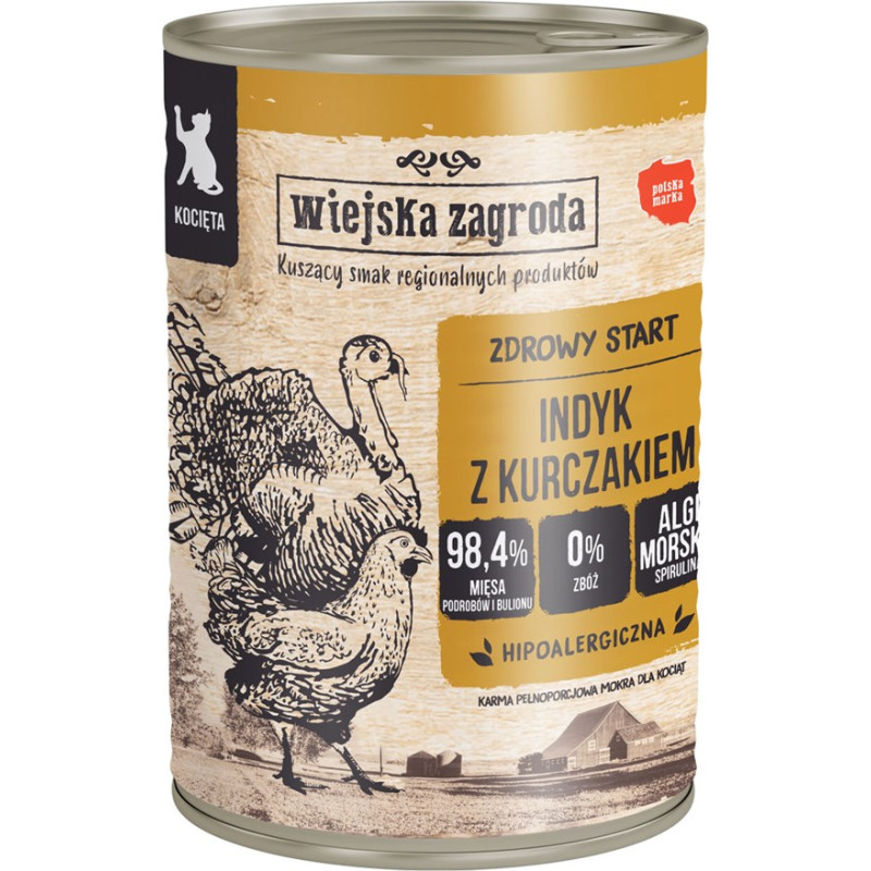 Wiejska Zagroda Kittens Turkey with chicken - wet cat food - 400g