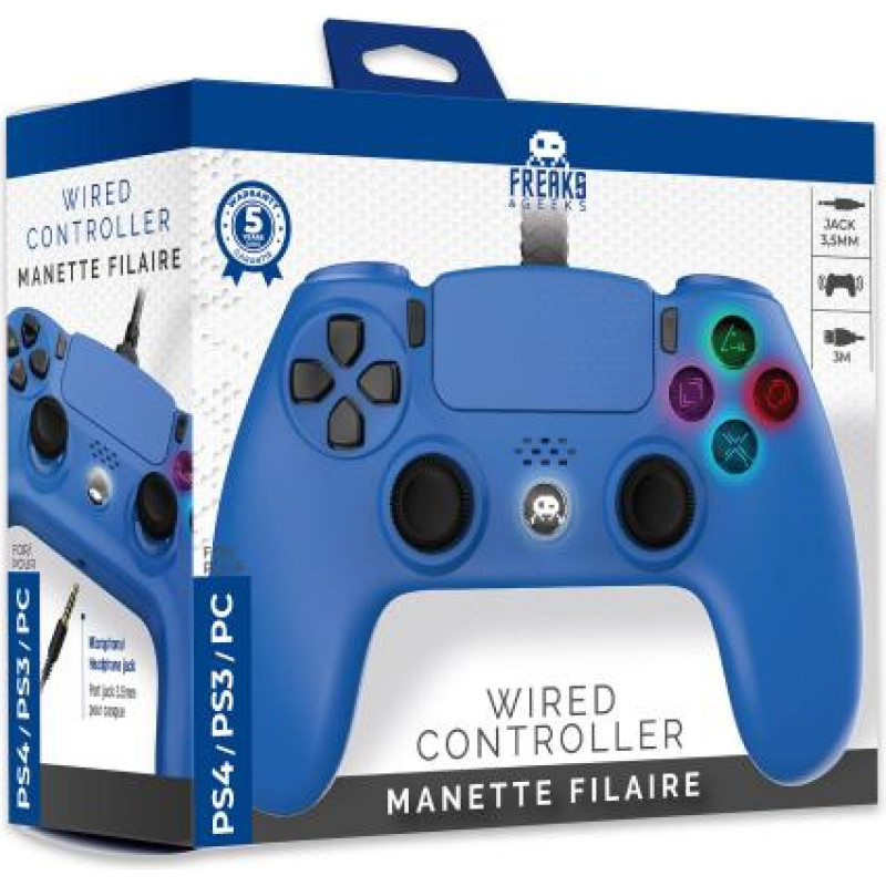 Freaks And Geeks - Wired Controller for PS4 with 3M Cable - Blue
