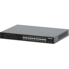 Intellinet 24-Port Gigabit Ethernet PoE+ Switch with 2 SFP Ports IEEE 802.3at/af (PoE+/PoE) Compliant, PoE Power Budget of 370 W, Two 1G SFP Open Slots, 19