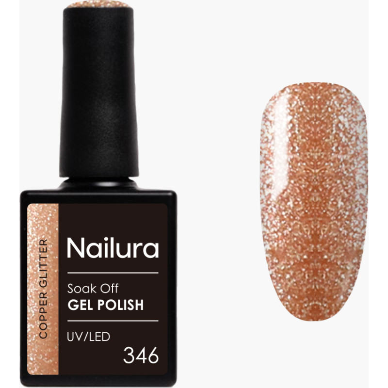 Nailura - Gel Polish 346 - Copper Glitter - 10 ml