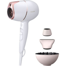 Philips Hair Dryer with SenseIQ | BHD628/00 Prestige | 1800 W | Number of temperature settings 3 | Ionic function | Diffuser nozzle | White/Rose