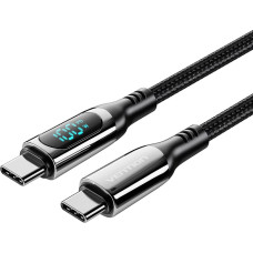 Vention Cotton Braided USB 2.0 C Male to C Male 5A Cable With LED Display 1.2M Black Zinc Alloy Type