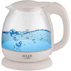 Adler | Kettle | AD 1283C | Electric | 900 W | 1 L | Glass/Stainless steel | 360° rotational base | Cream