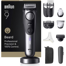 Braun BeardTrimmer 9 BT9560 beard trimmer Battery 52 2 cm Wet & Dry Black, Silver