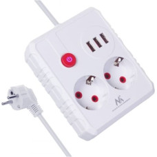 Maclean Power strip, MCE388 W, 2 sockets 3xUSB, 110-240V AC 50/60Hz, 2.1A max 2500W, 3m white