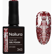 Nailura - Gel Polish 343 - Crimson Red Sparkle - 10 ml