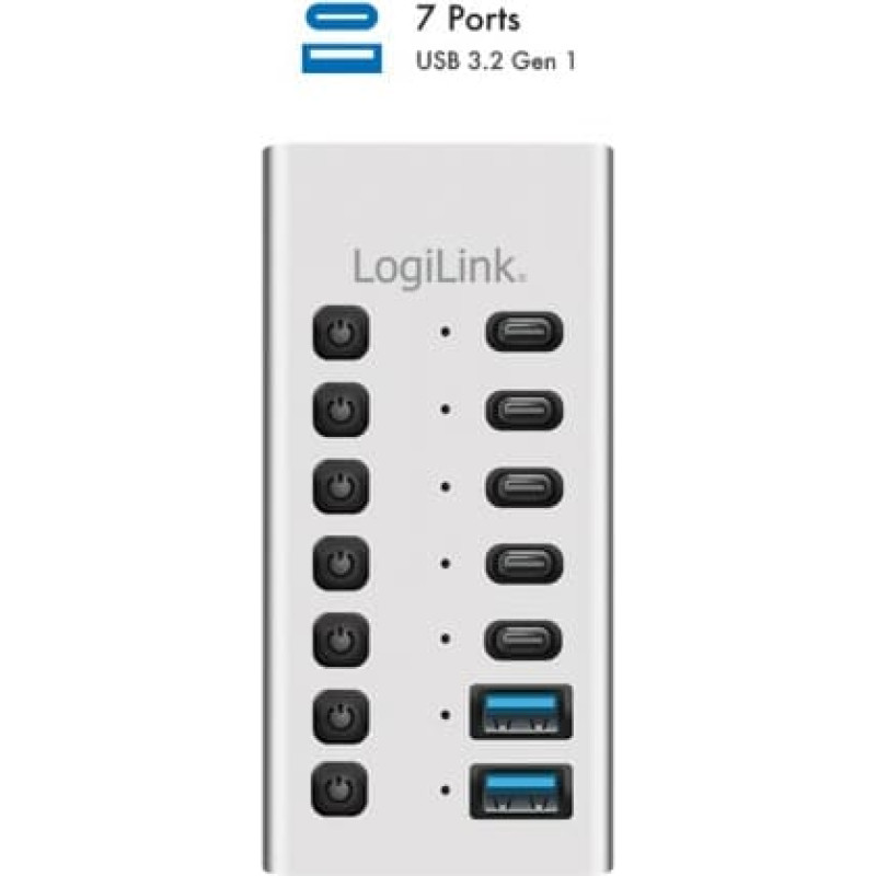 Logilink Hub USb3.2 Gen1 7 ports USB-A/C, on/off switch