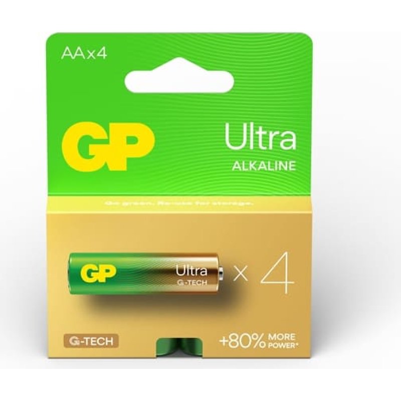 GP Elementai GP ULTRA ALKALINE AA/LR06, 1,5V, 4 vnt.