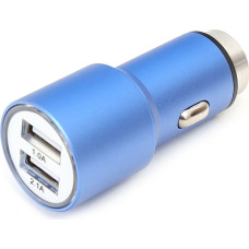 Omega car charger 2xUSB 2100mA Metal, blue (43343)