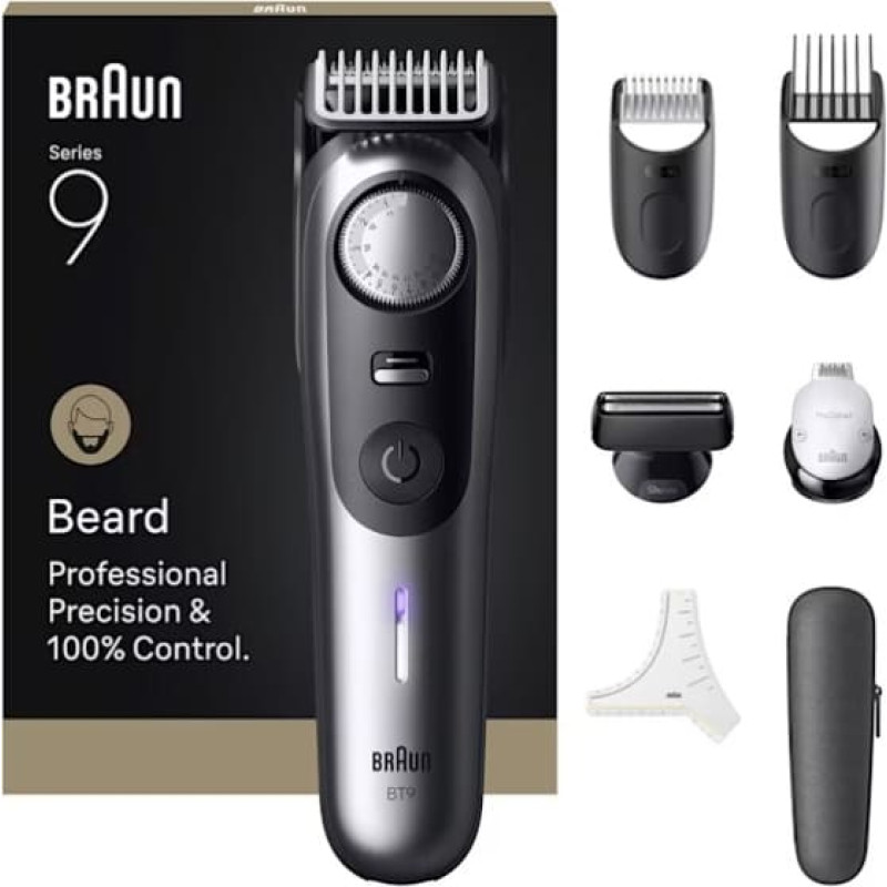 Braun - Beard Trimmer Series 9, +7 Barbering Tools, BT9520 - Satin Chrome